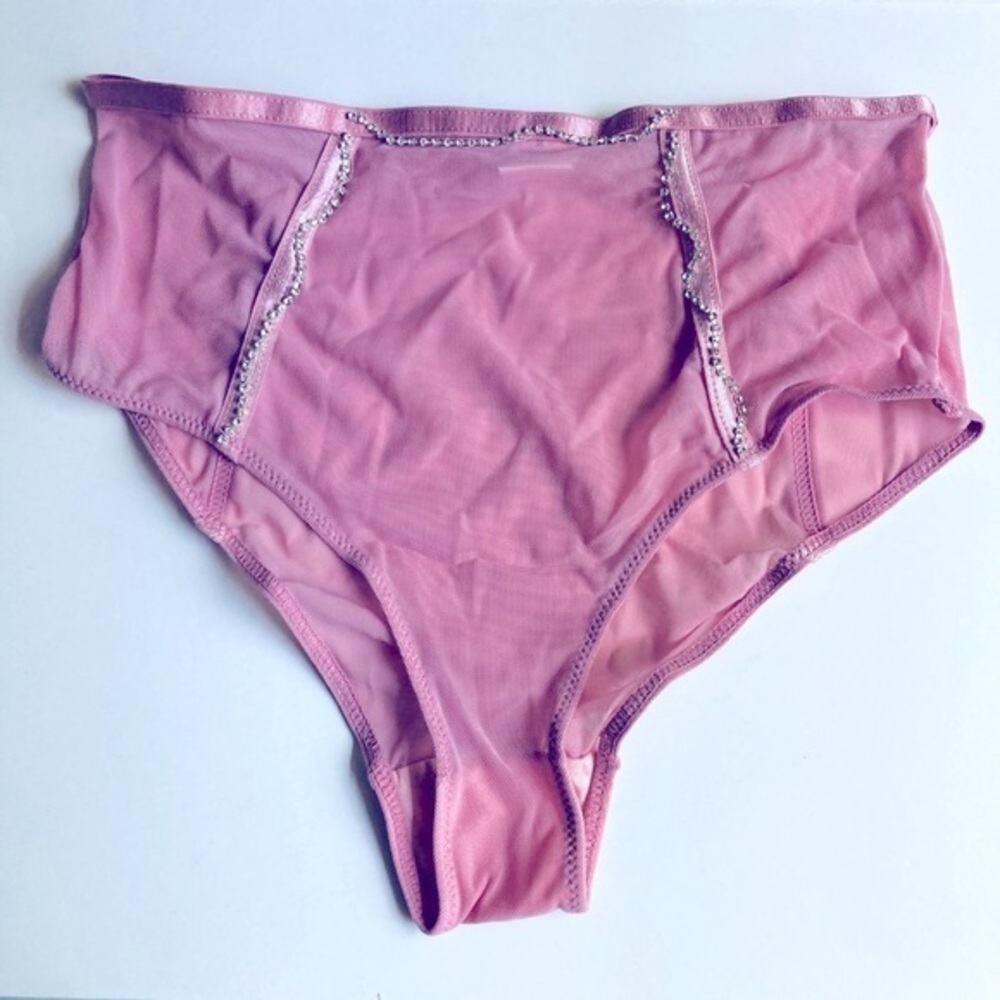 🍒 5/$25 🍒 Pretty Sheer Pink Mesh Underwear with Rhinestones